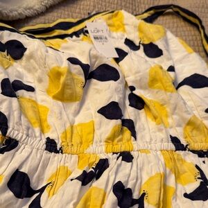 LOFT Yellow and Navy Floral Midi Dress